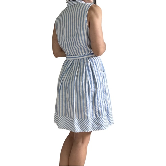 Neiman Marcus 100% Linen Blue Striped Shirt Dress Size Medium - Picture 12 of 13